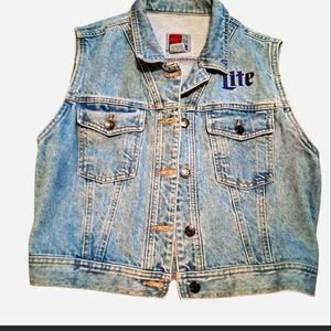Vintage 90s Lite Embroidered Light Blue Denim Vest
